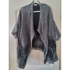 XS/S Madewell Oversized Sweater Poncho Cardigan Shaw Women's Black Knit